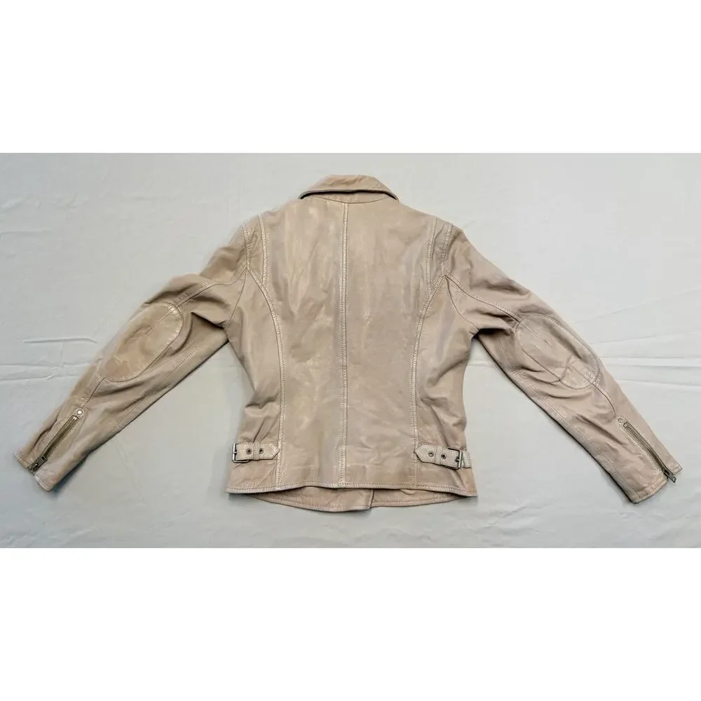Mauritius Women's Sofia Lamb Leather Pale Pink Full Zip Jacket Women’s Size 8